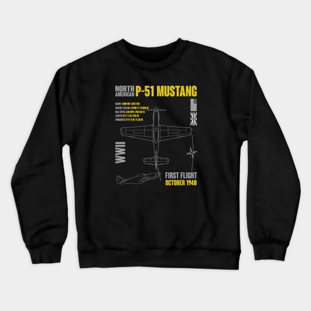 North American P-51 Mustang Crewneck Sweatshirt by Mandra